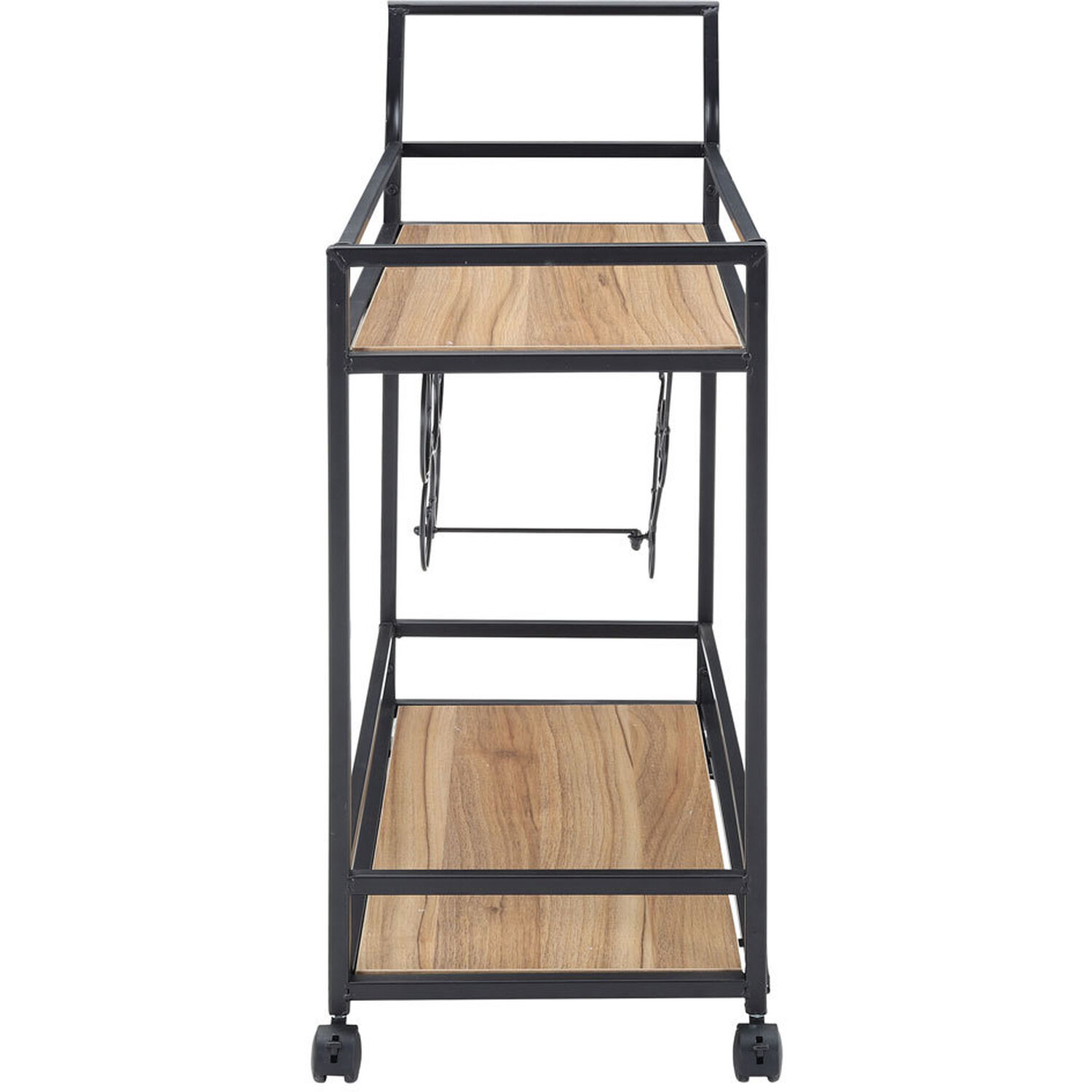 4-wheel Kitchen Trolley With Metal Frame - Black 77cm