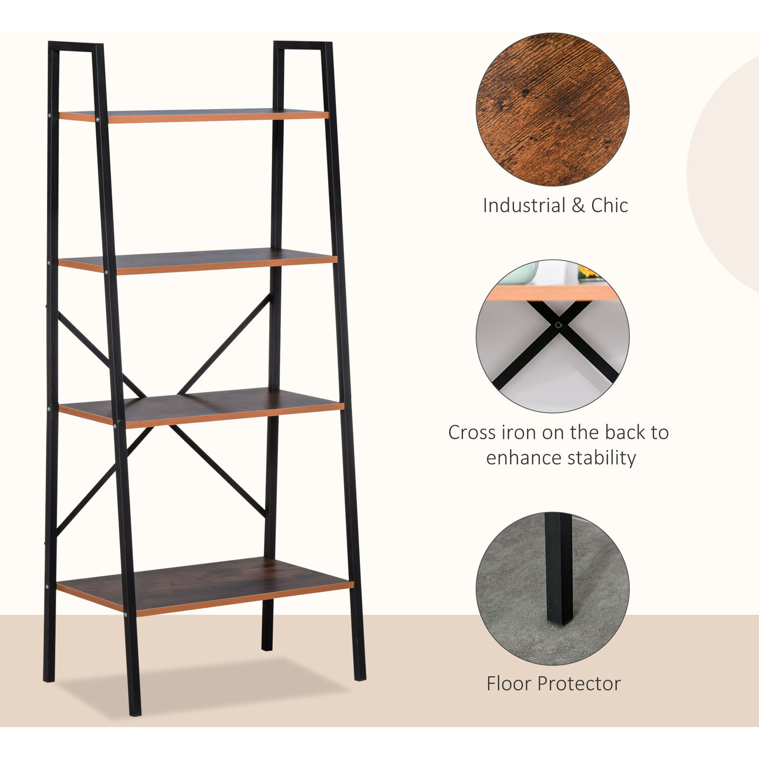 HOMCOM 4 Tier Minimalistic Shelf Unit