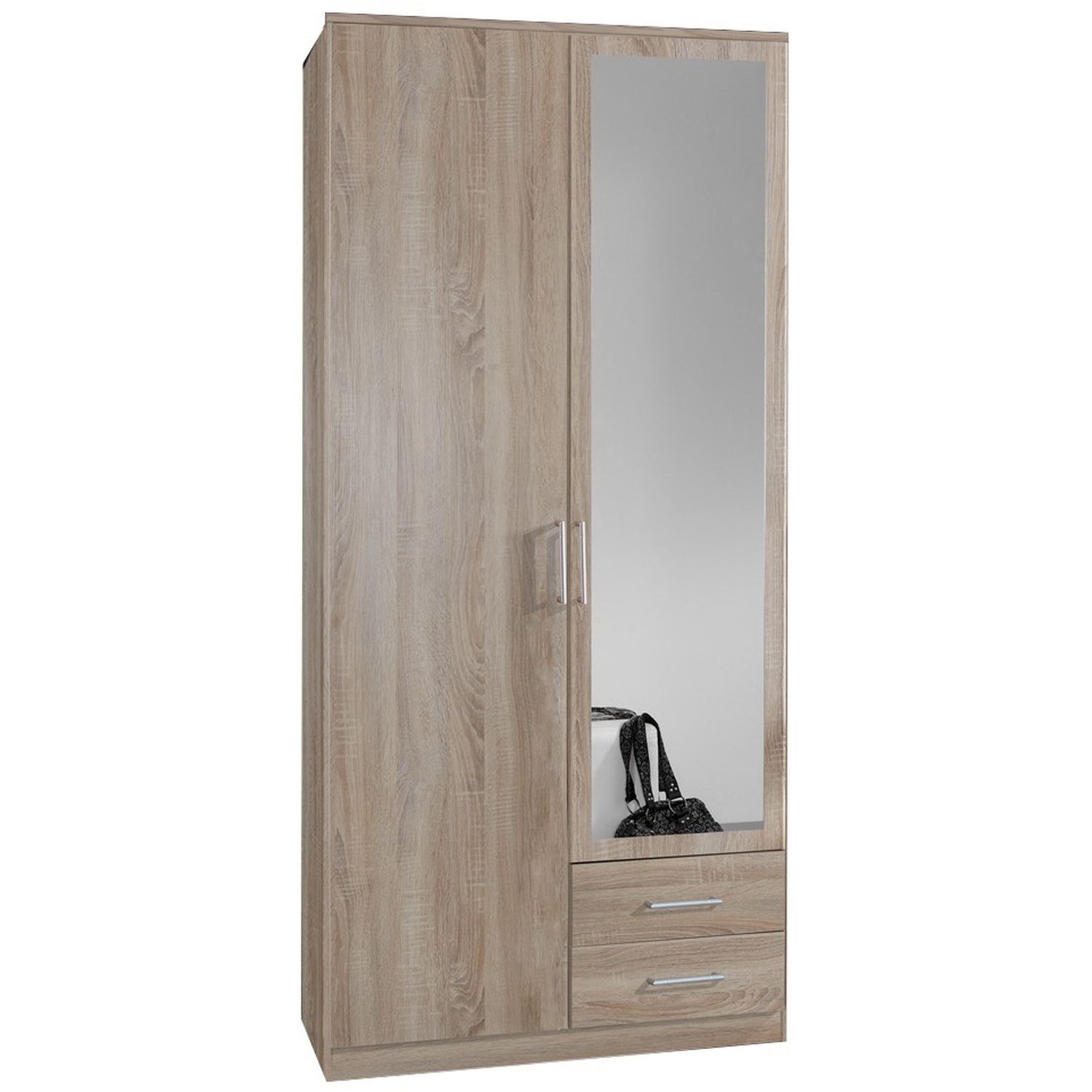 Osaka Oak 2 Door 2 Drawer Wardrobe - Oak