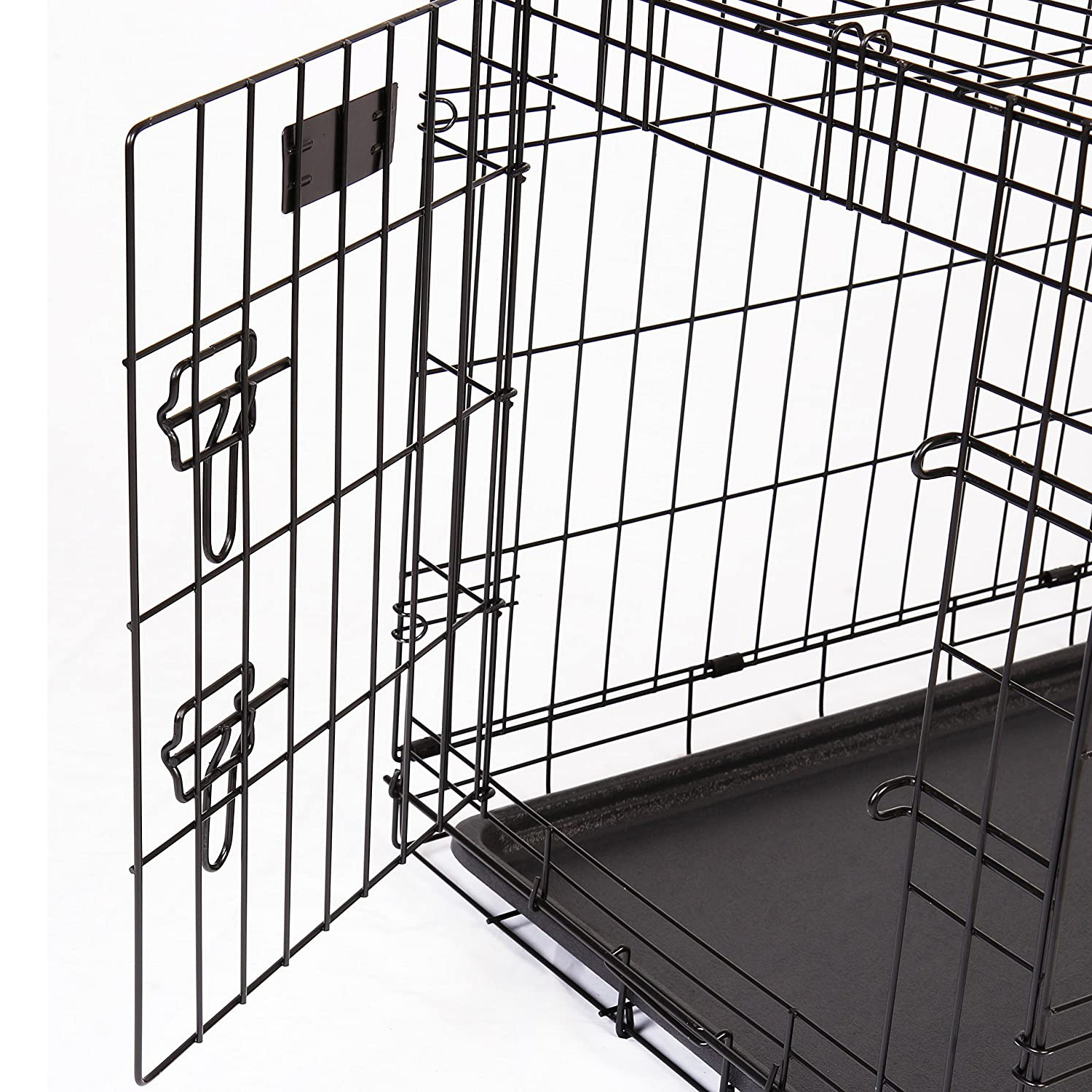 Pet Cage, Fold Flat 2 Door Crate With Plastic Tray - Flat Faced Dog Cages