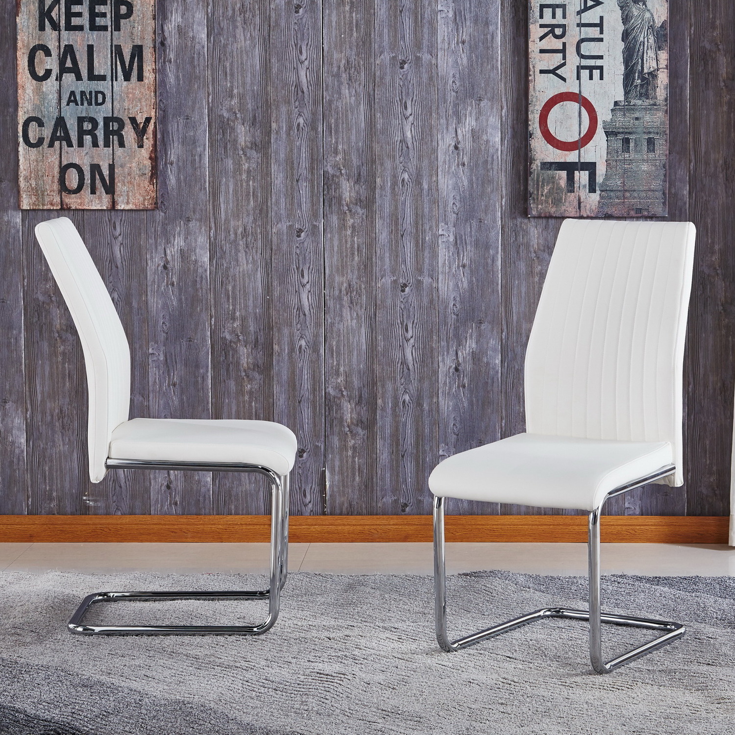 Cheryl Faux Leather X4 Chairs - White