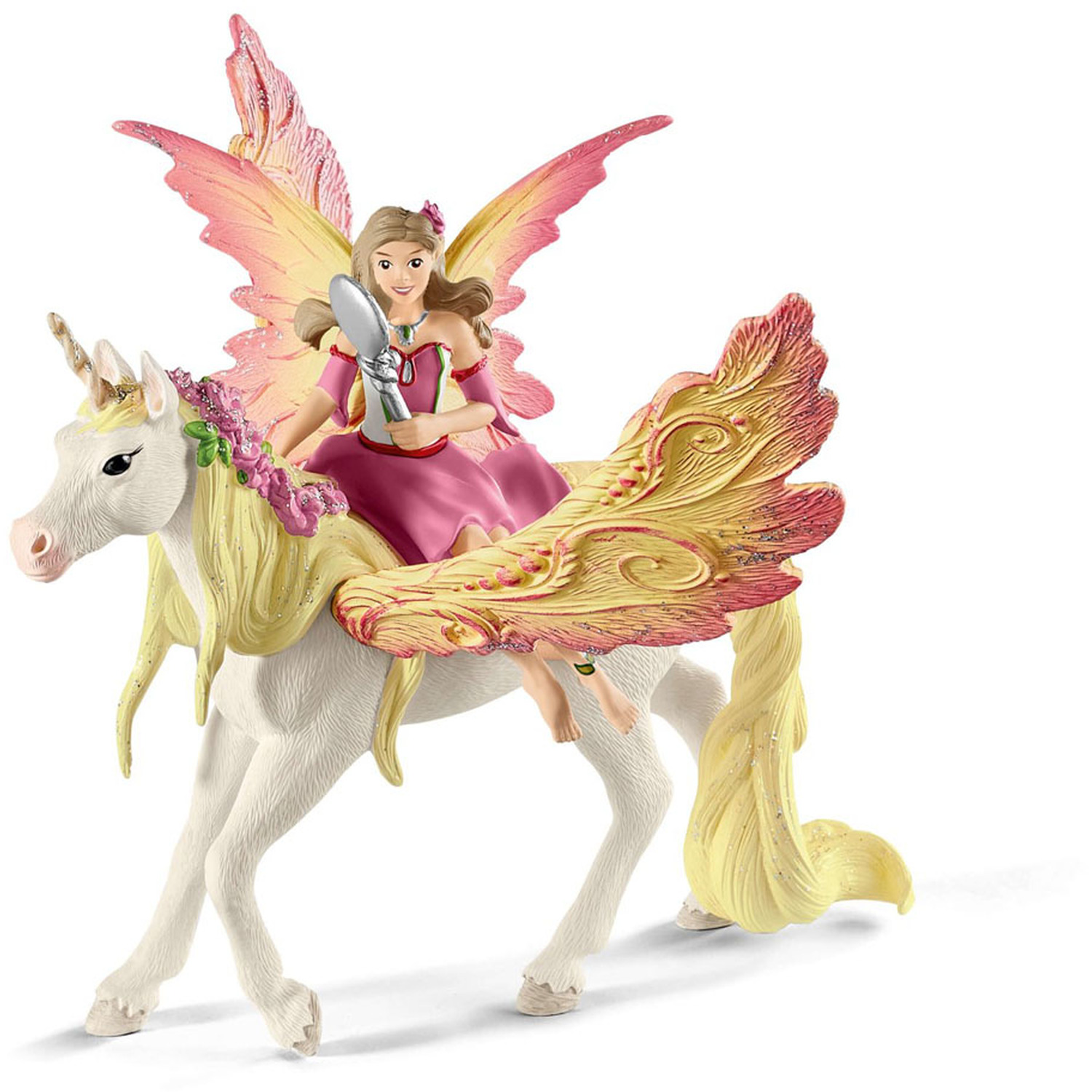 SCHLEICH Bayala Fairy Feya with Pegasus Unicorn Toy Figure - Black