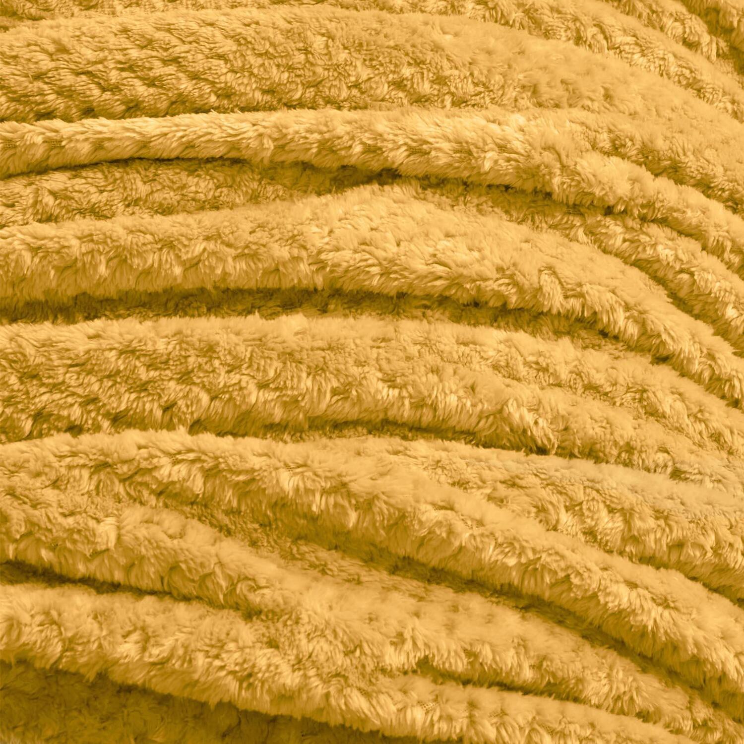 Waffle Honeycomb Mink Throw - Ochre Yellow / 150cm
