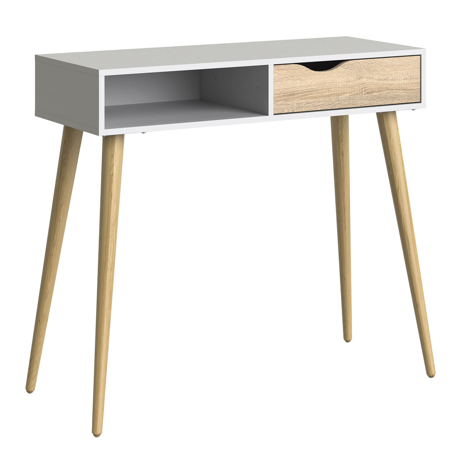 Oslo 1-Drawer 1-Shelf Console Table - White and Oak