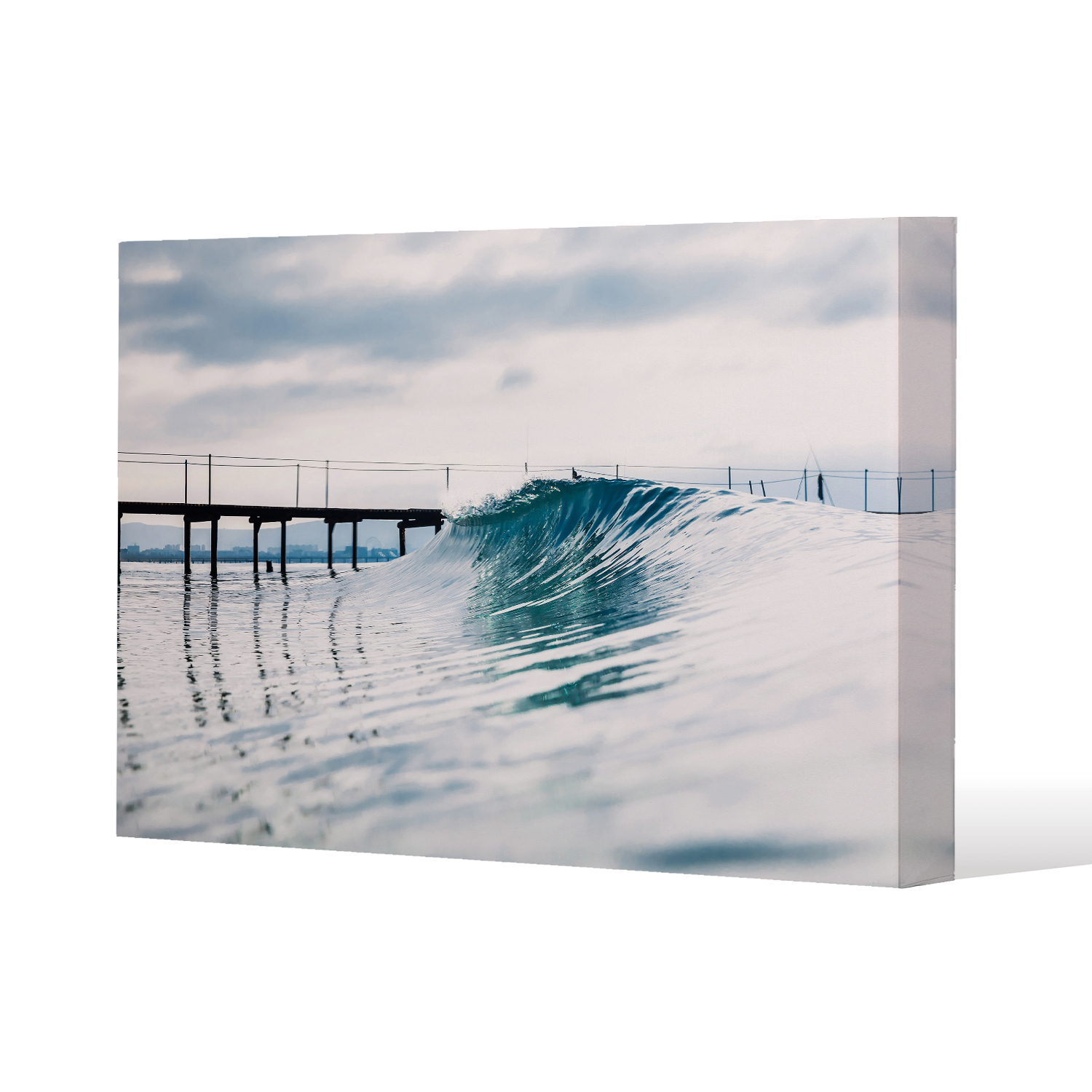 Ocean ideal wave in ocean. Breaking blue waves Canvas Print - Blue / 91cm / 61cm