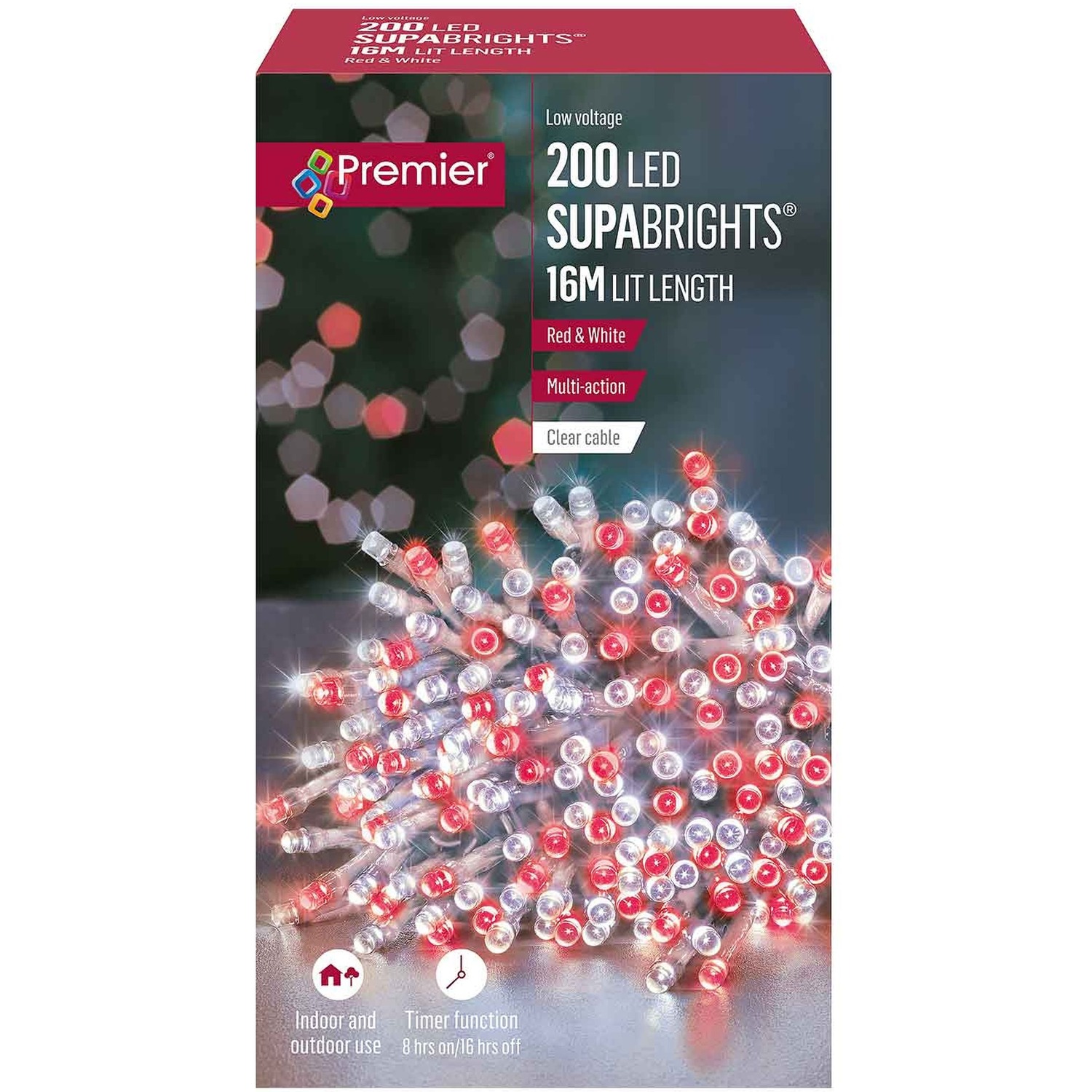 200 Red And White Led Supabrights String Lights - Red White