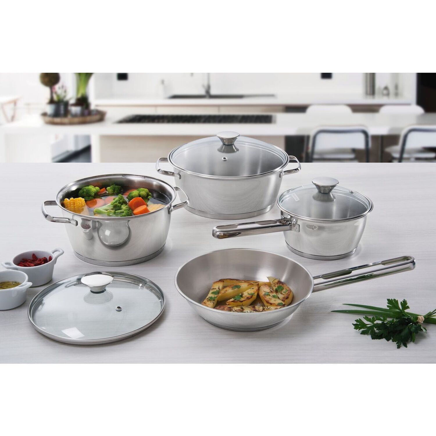 Tramontina 4 Pcs. Stainless Steel Cookware Set - Allegra Collection - Silver