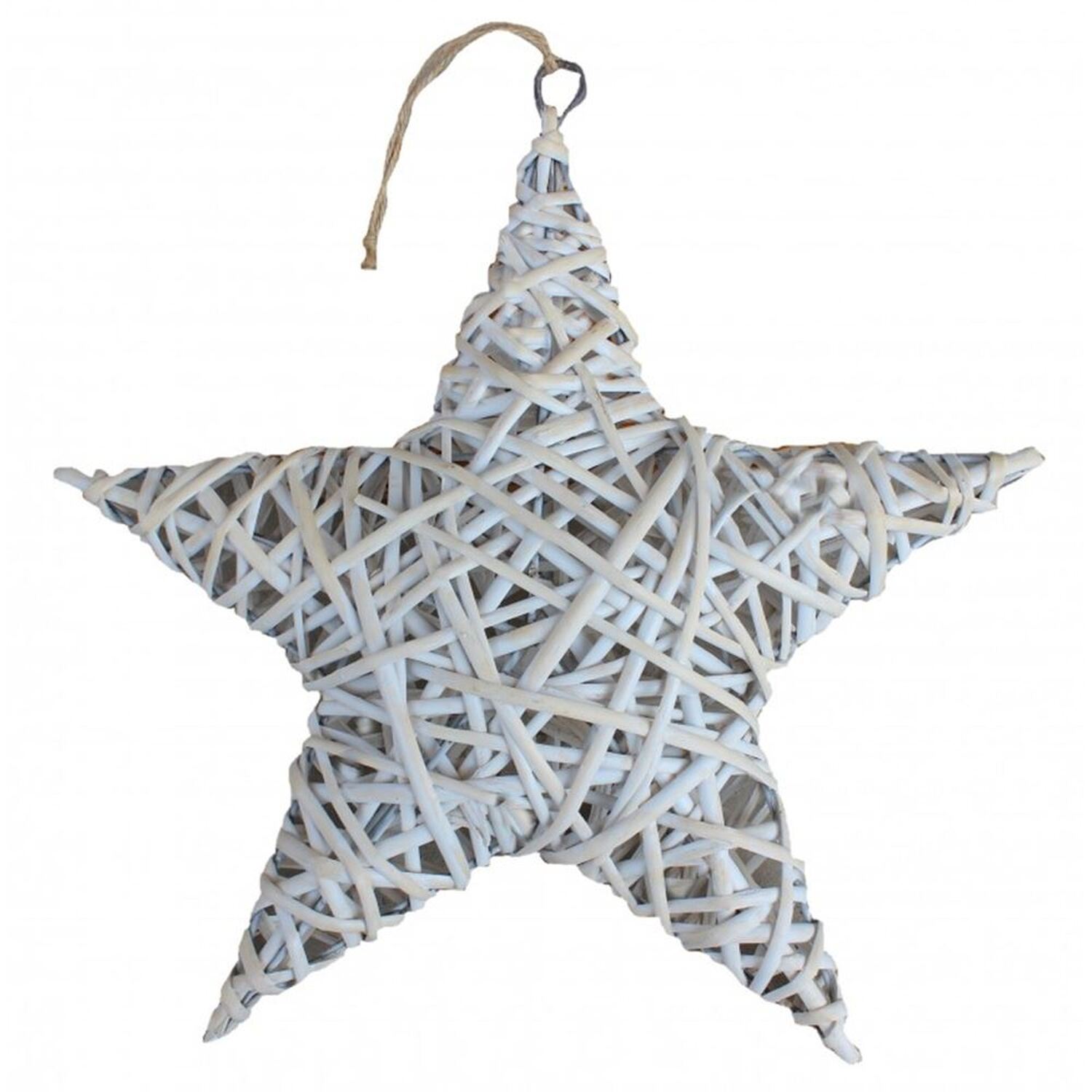 White Wash Wicker Full Star Christmas Decoration - White