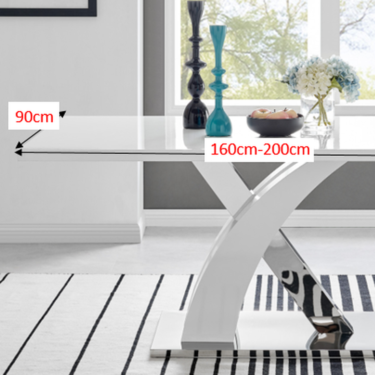 Extending Dining Table High Gloss - White
