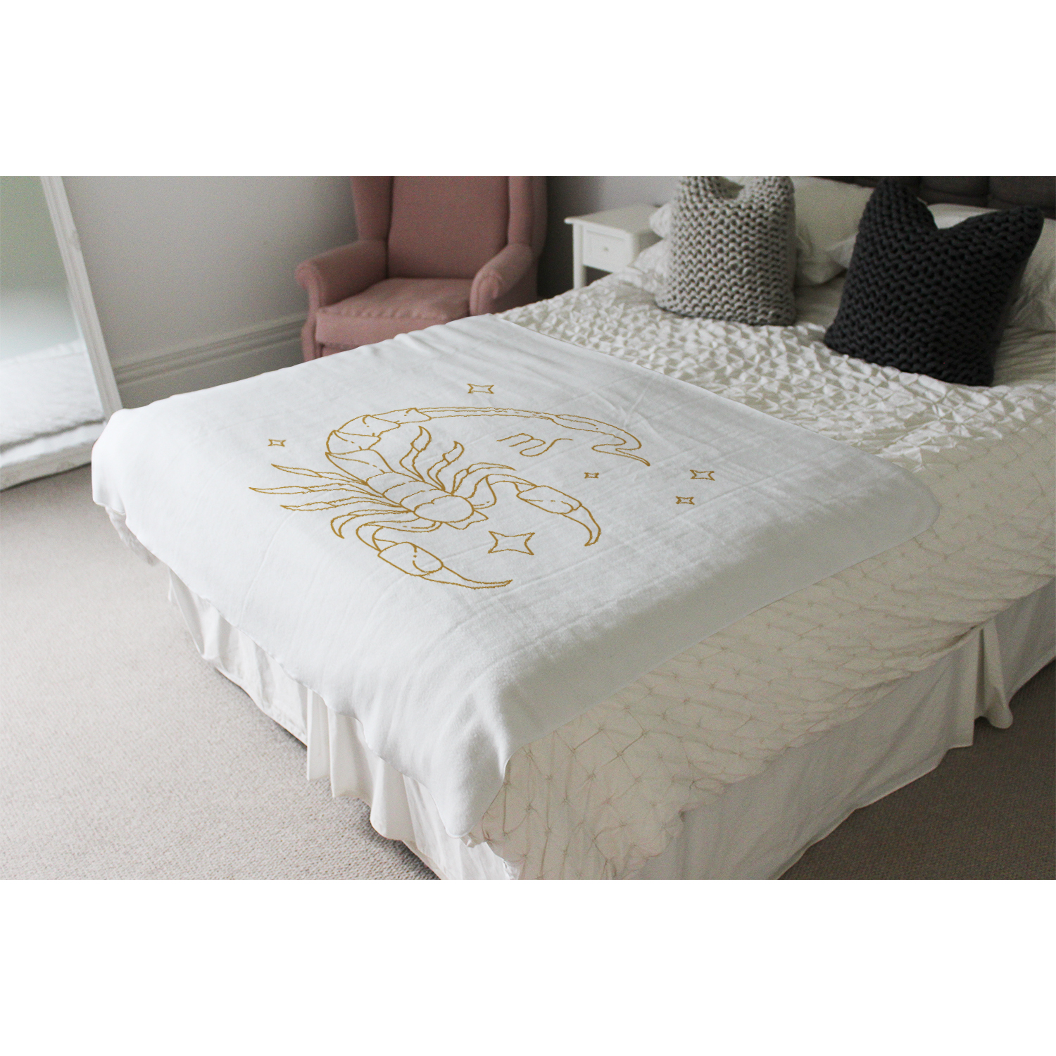 Zodiac Scorpio Horoscope In Gold  White Soft Blanket - White