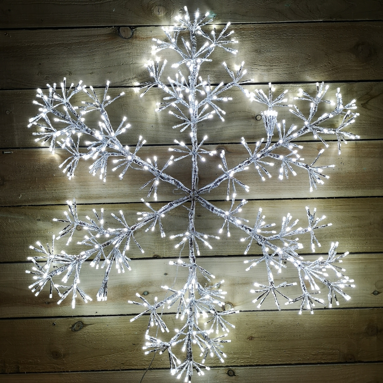 90cm Silver Starburst Christmas Snowflake with 660 White LEDs - silver starburst