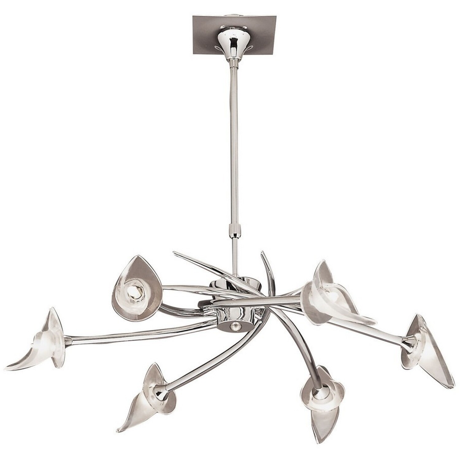 Flavia Telescopic Ceiling Pendant Semi Flush 6 Light G9, Polished Chrome - Polished Chrome