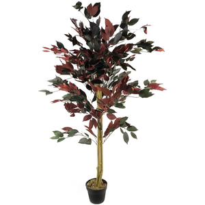 Artificial Dark Red Green Ficus Plant Extra Large