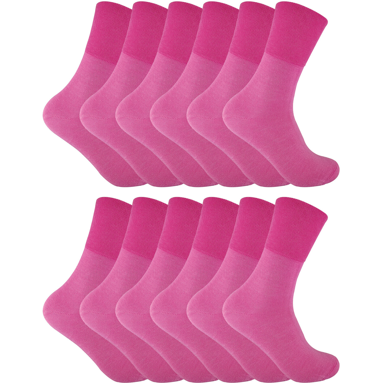 12 Pairs Non Elastic Thermal Diabetic Socks for Poor Circulation - Pink