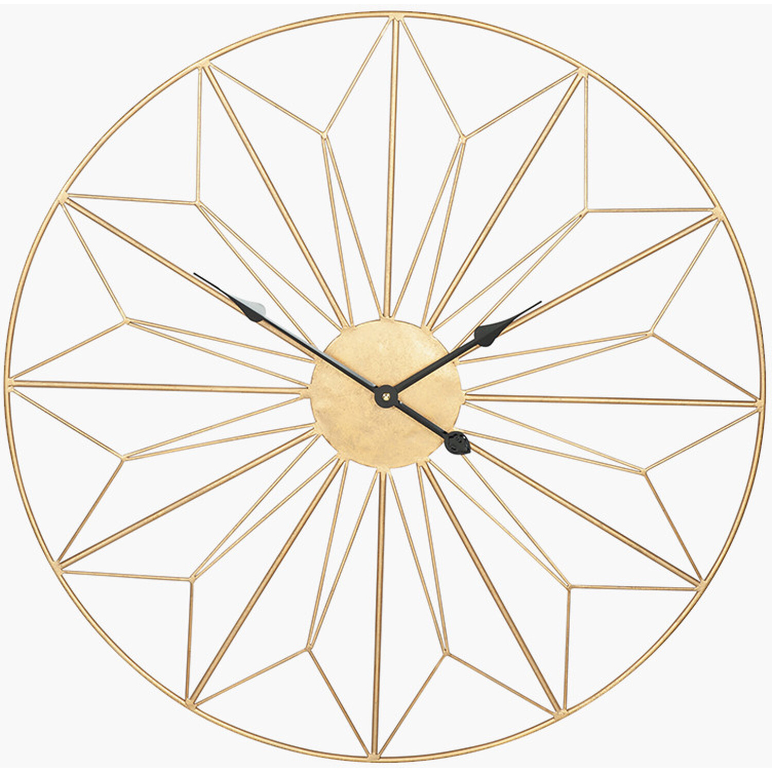 Metal Geometric Design Round Wall Clock - Gold
