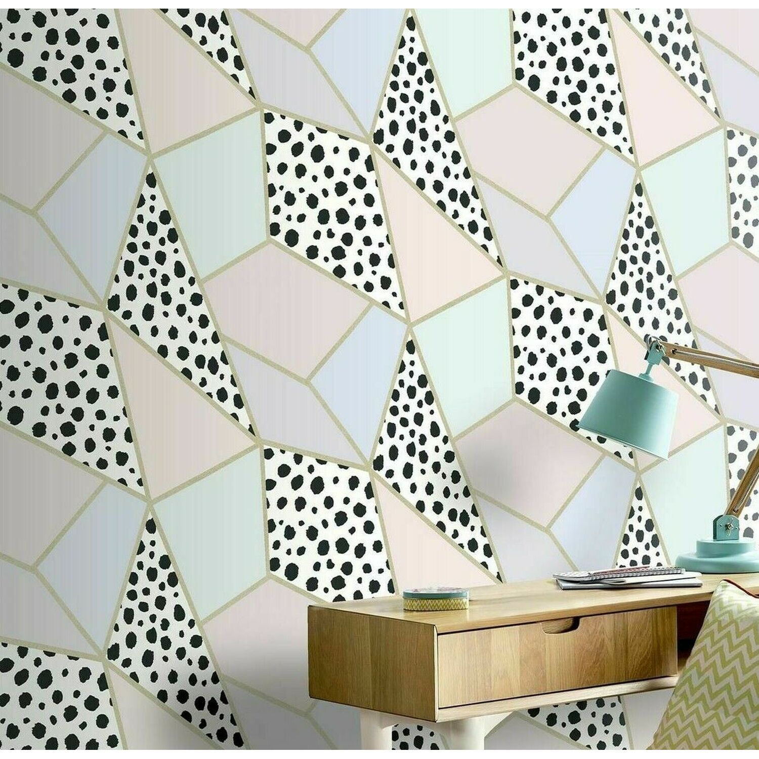 Geo Fragments Dalmation Spots Wallpaper - Grey