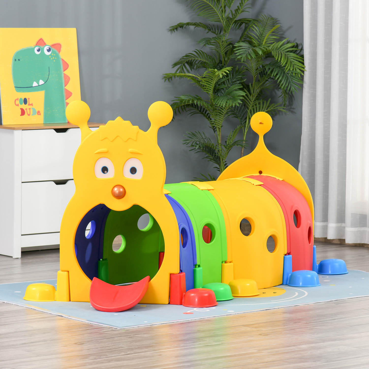 Image of Play Tunnel, Caterpillar Tunnel for Kids, Toddler Play Structure - Yellow