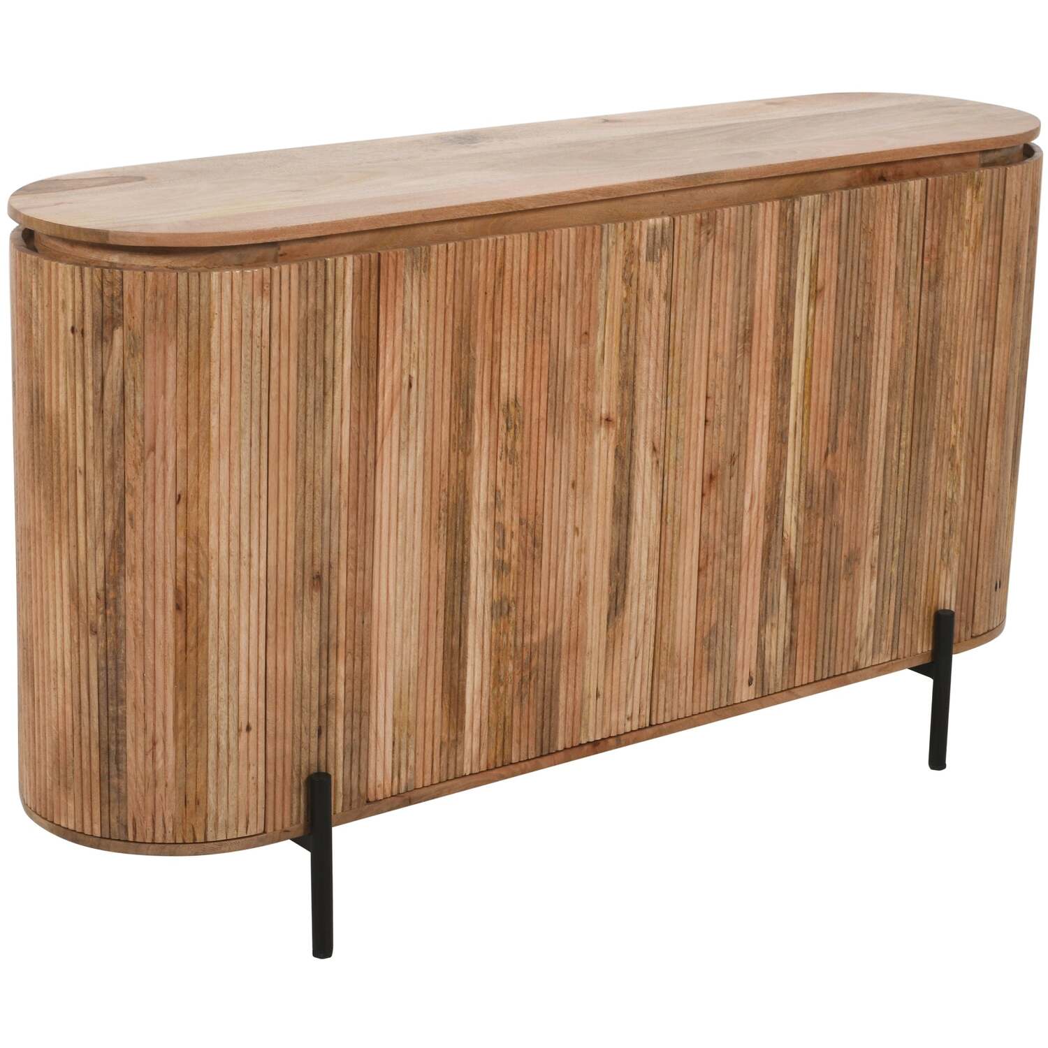 York Solid Wood Sideboard With Metal Legs - Brown