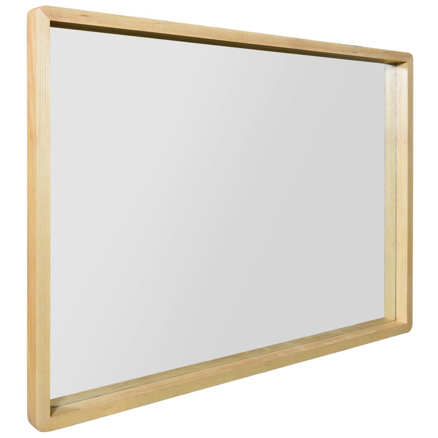 Solid Oak Rounded Corner Wall Mirror - Brown