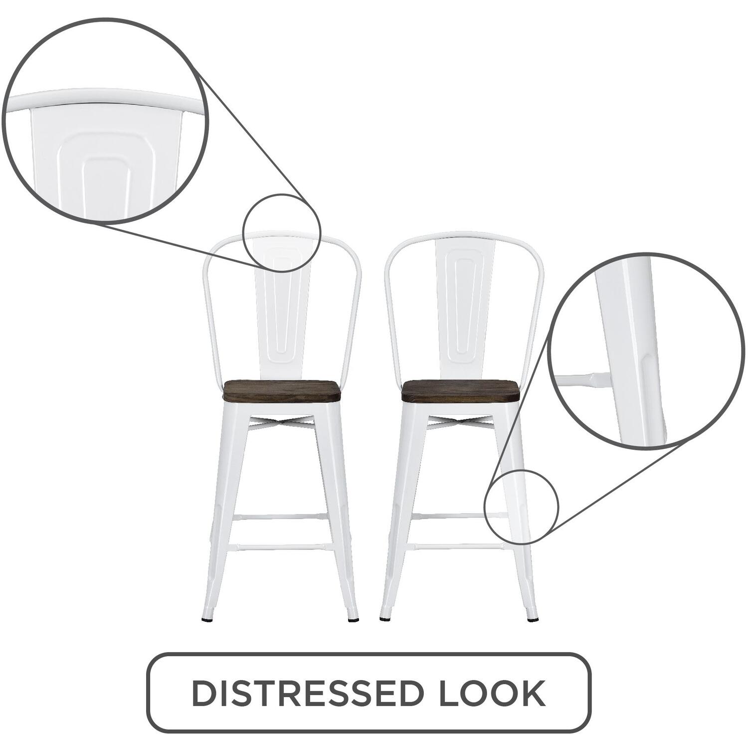 Luxor 24in Metal Counter Stool 2pk - White