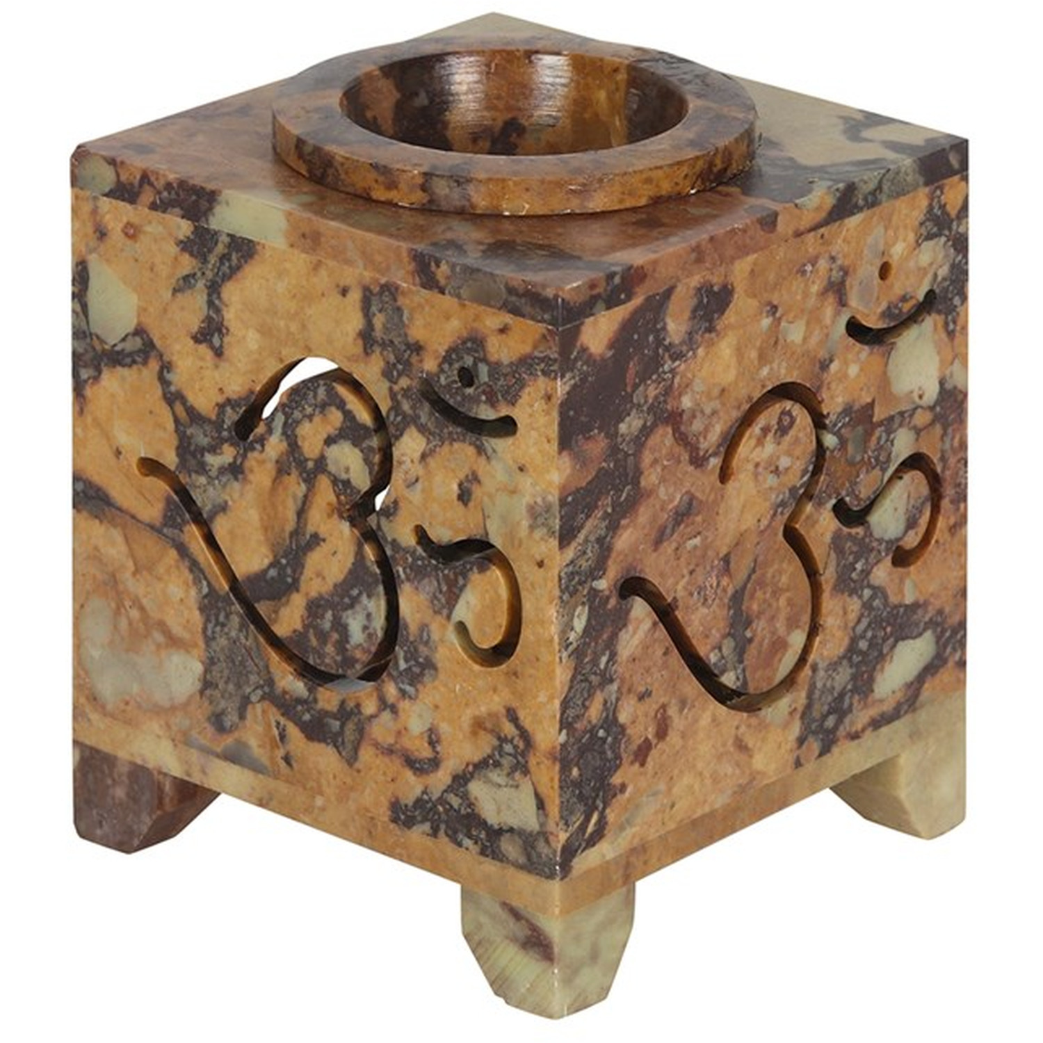 Carved Om Symbol Soapstone Oil Burner