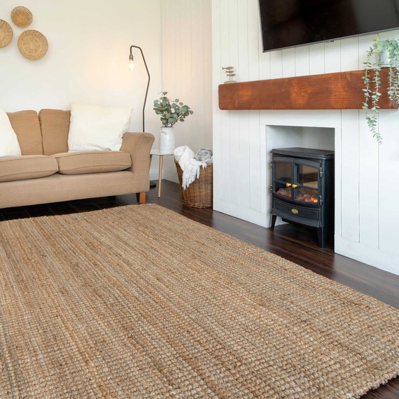 Chunky Boucle Natural Jute Rustic Area Rug