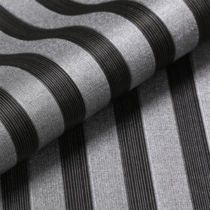 Stripes PVC Wallpaper in Black Grey
