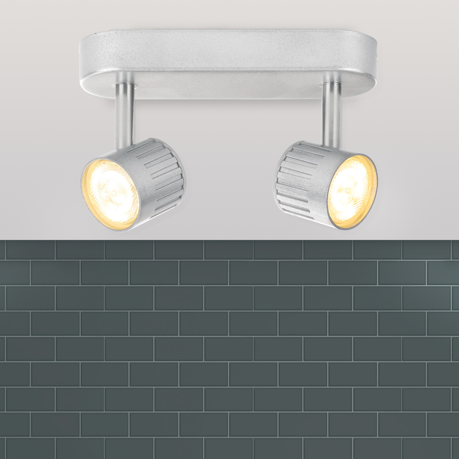 Travis 2 Light Die Cast Ceiling Spotlight Bar - Silver