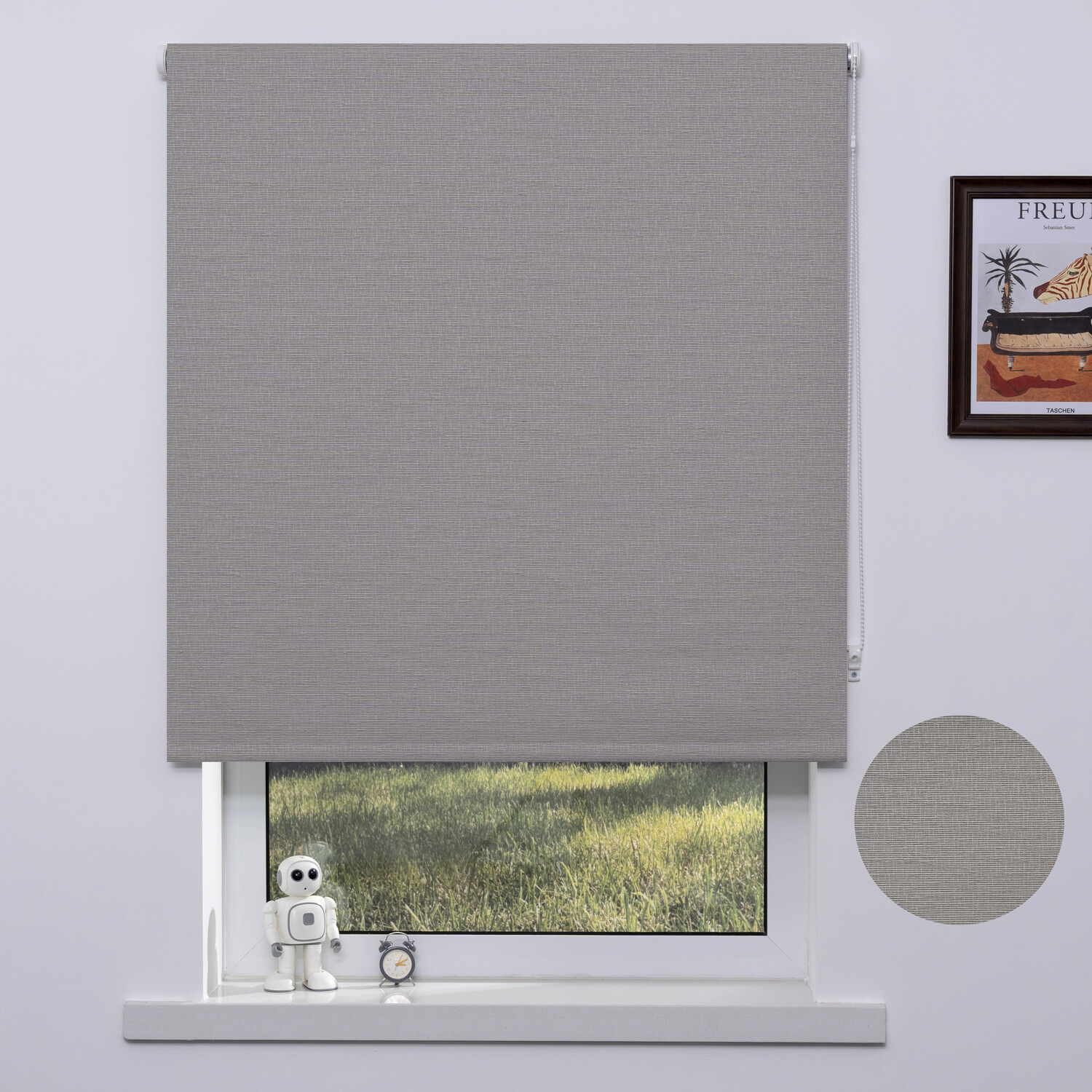 Jute Textured Blackout Blind - Cream / 120cm