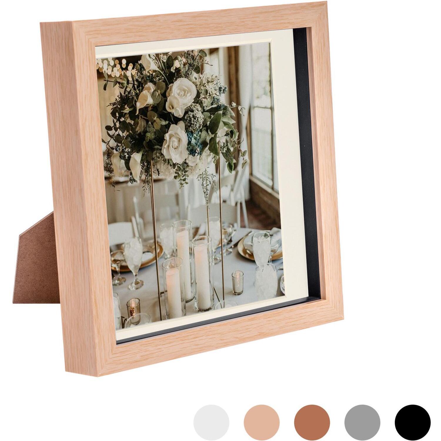 3D Box Photo Frame - 8 x 8" with 6 x 6" Mount - Brown