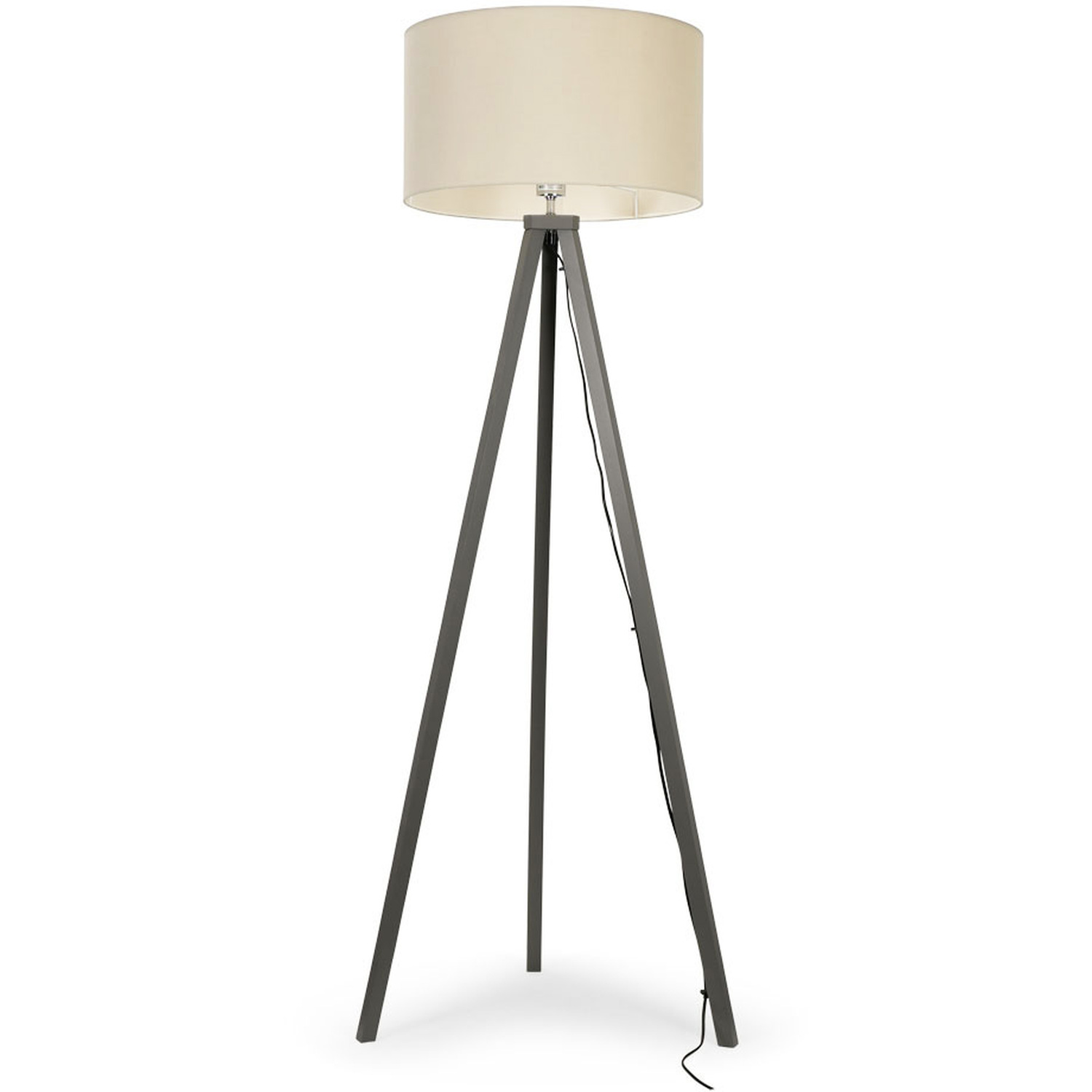 Barbro Grey Tripod Floor Lamp Large Natural Shade - Gold