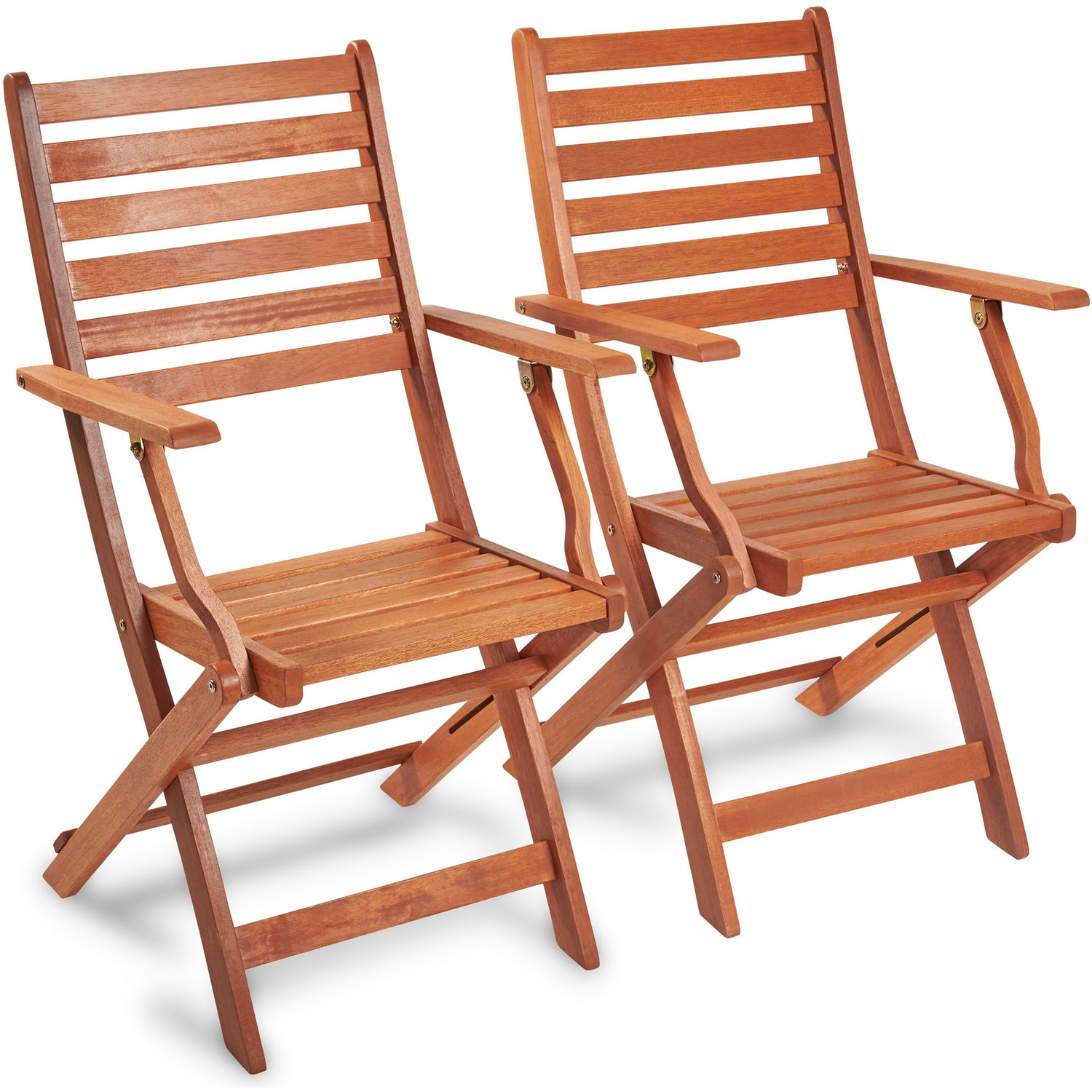 Set Of 2 Folding Wooden Garden Chairs - Natural