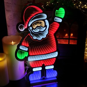 LED Infinity Christmas Light Standing Santa Decoration with Metal Base