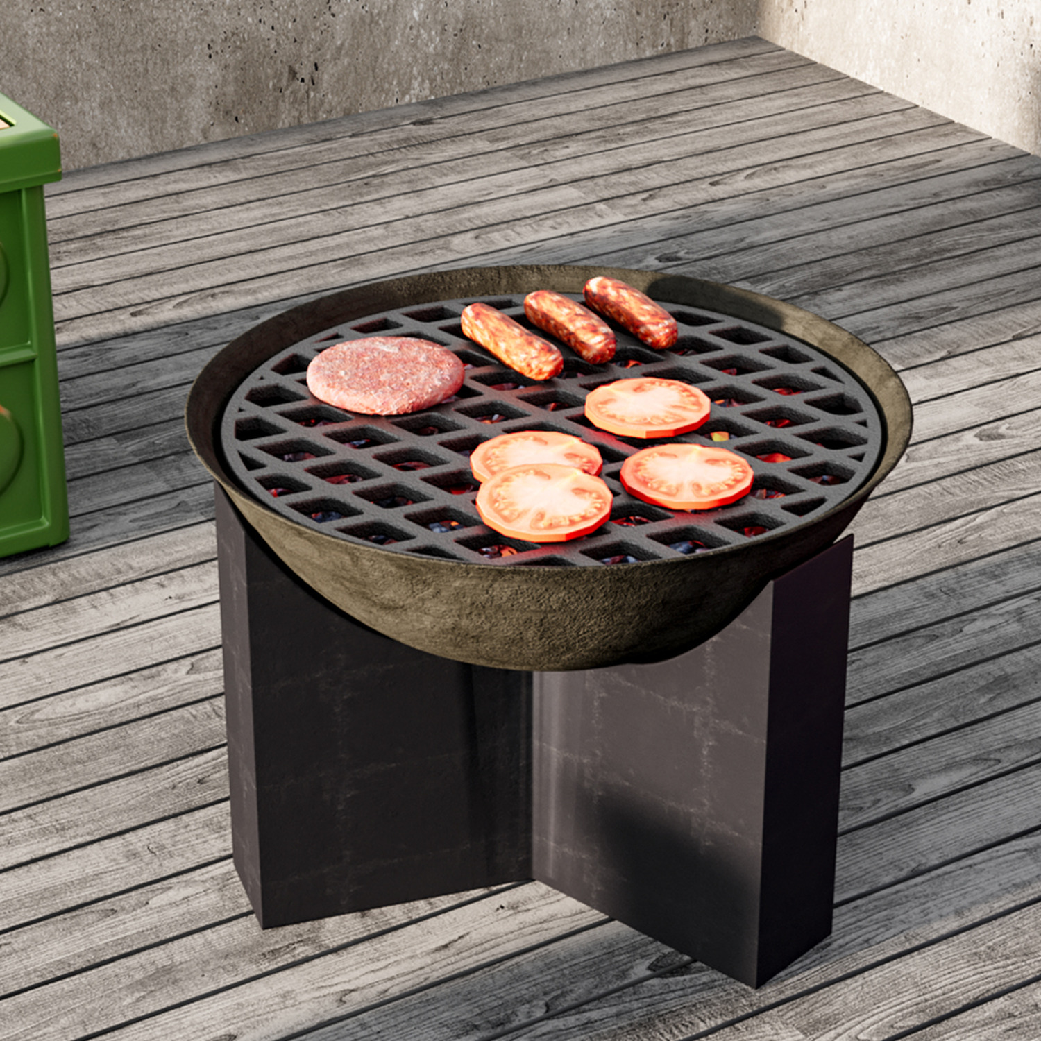 Round Cast Iron Grill Grate - Black