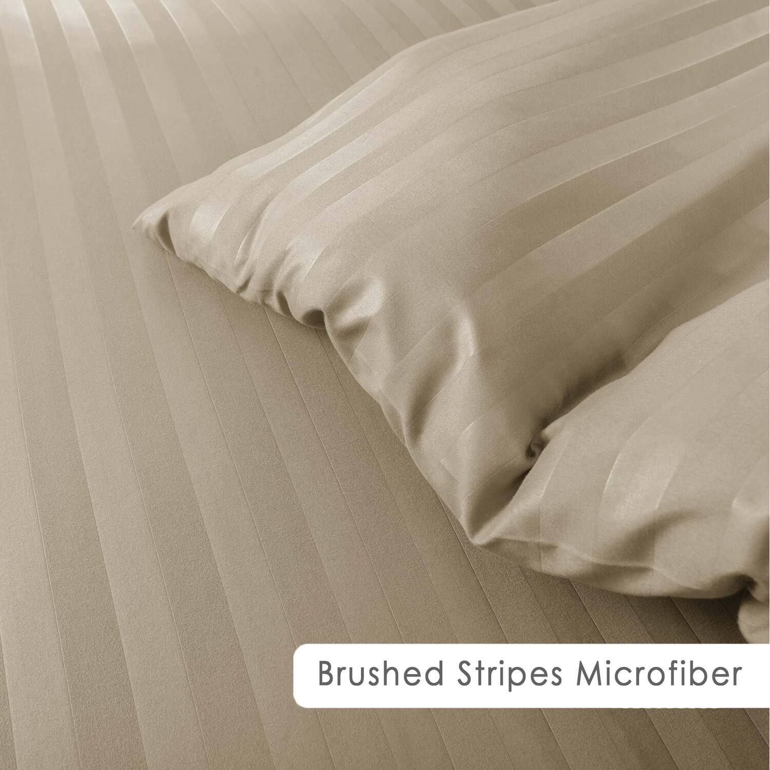 Satin Stripe Duvet Covers - Beige Superking