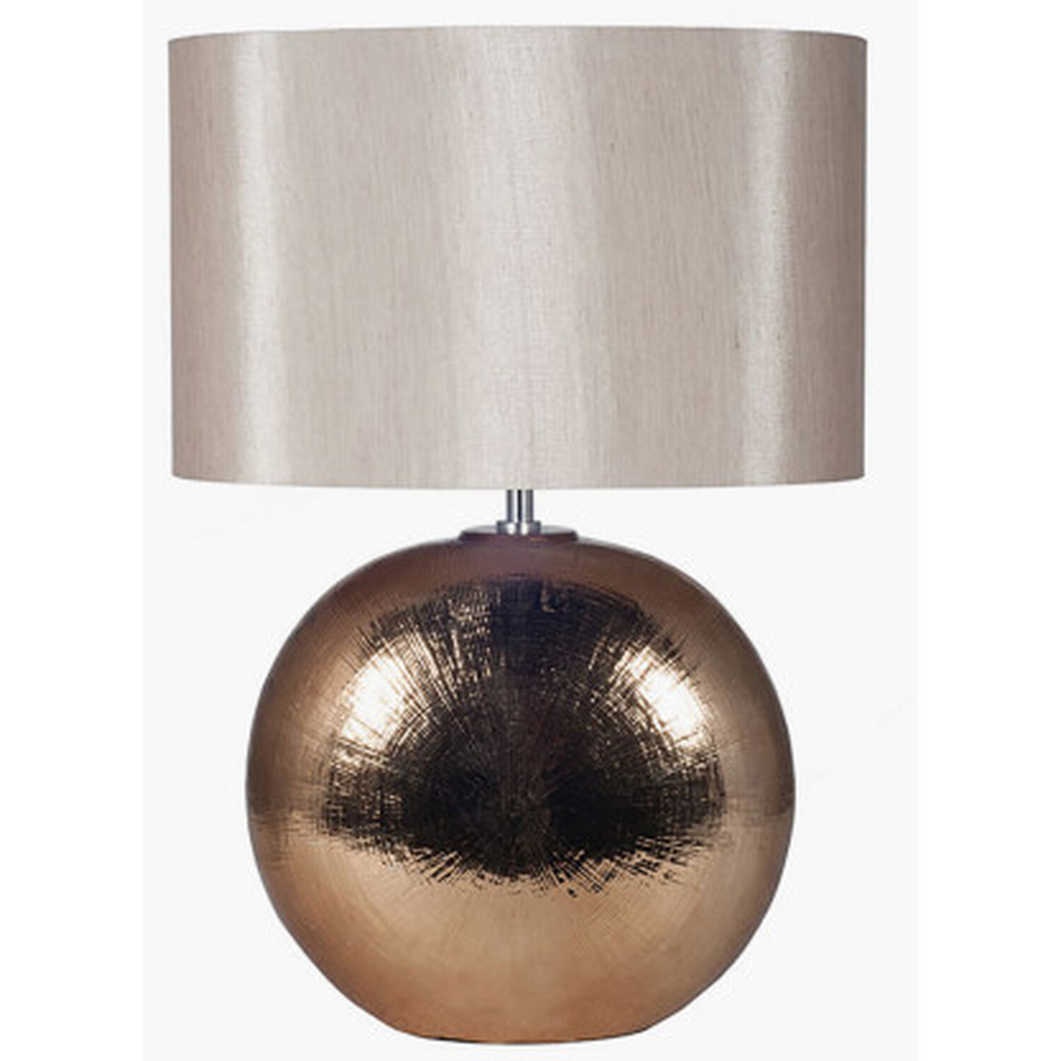 Textured Ceramic Table Lamp With Taupe Shade - Bronze