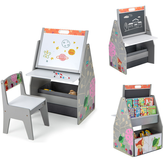 Double-Sided Kids Art Easel Toddler Table Chair Set