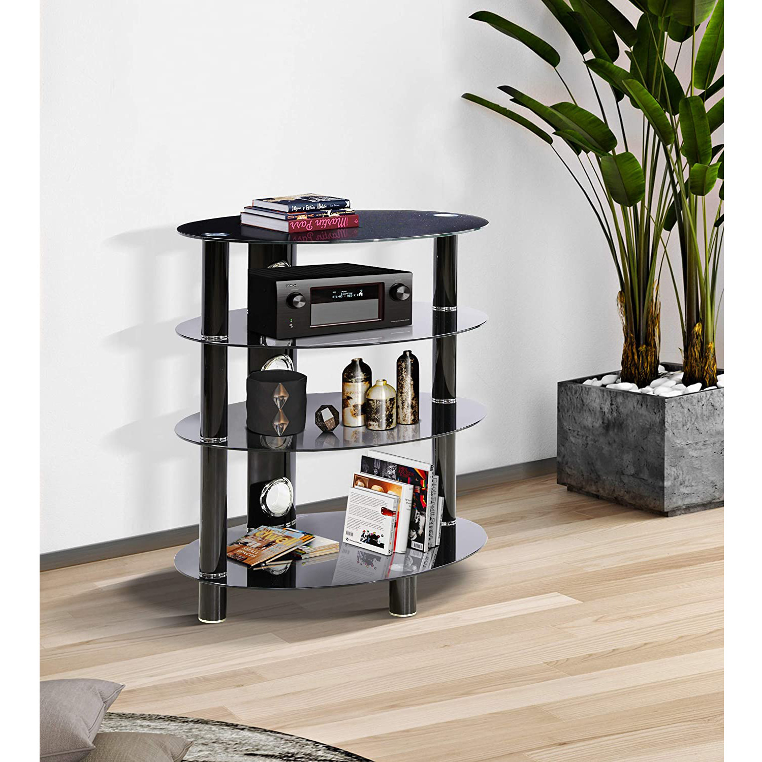 Haligon Oval Multimedia Stand - Black