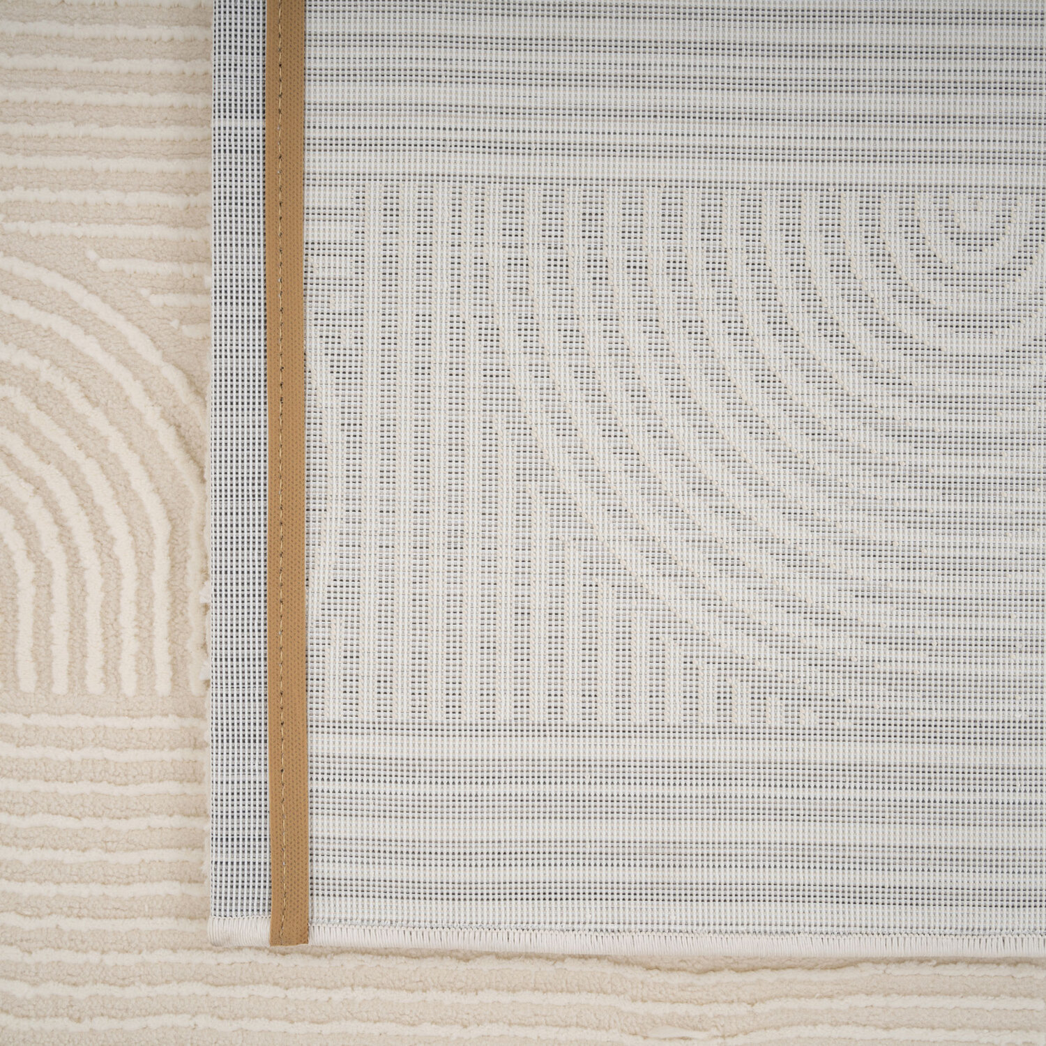 Cream Geometric Living Area Rug
