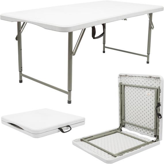 Height Adjustable Folding Trestle Table - 120cm (4ft) - White