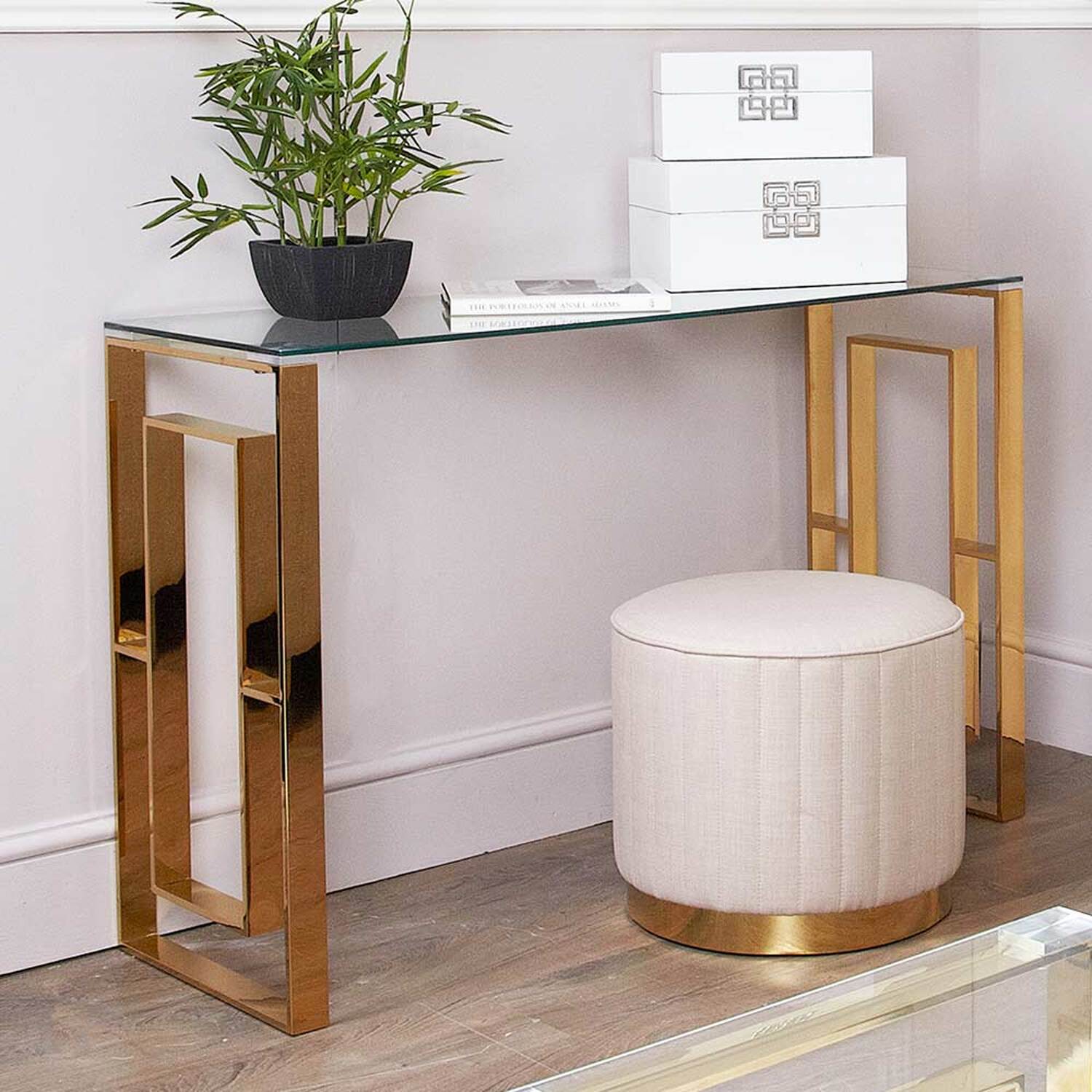 Wide Console Table For Hallway Living Room - Luxury Gold