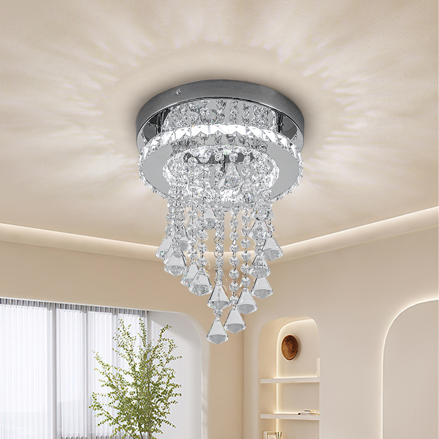Livingandhome Droplets Crystal Ceiling Light - Cool White