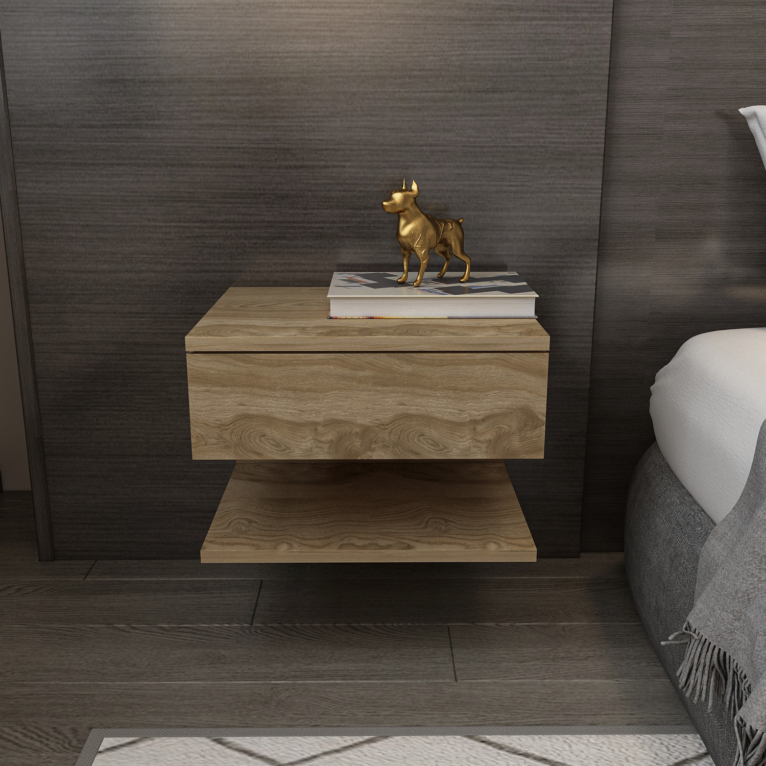 Vivid Floating Bedside Table - Oud