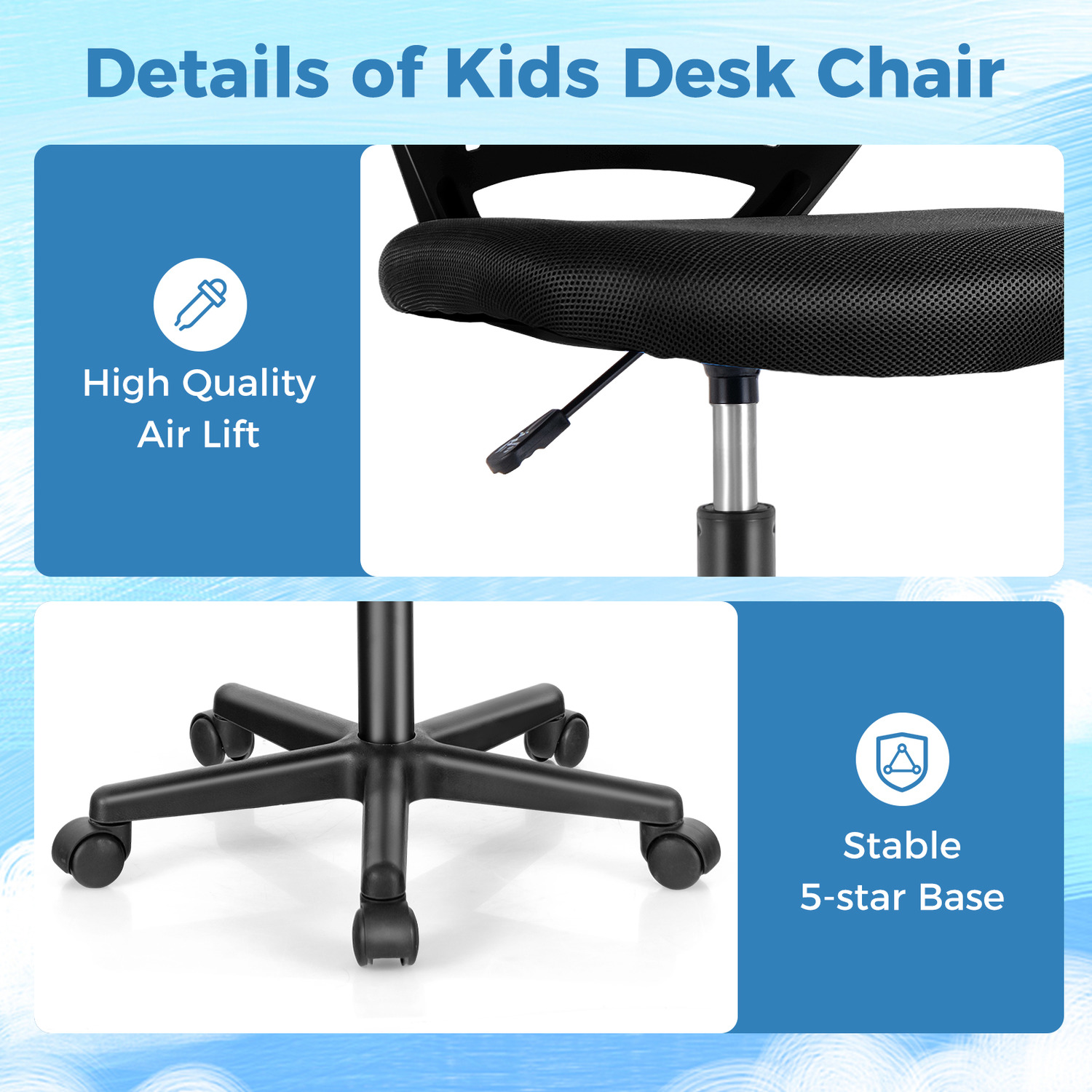 Kids Mesh Computer Chair - Black