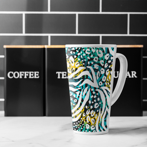 Tropical Leaves  Animal Print Latte Mug