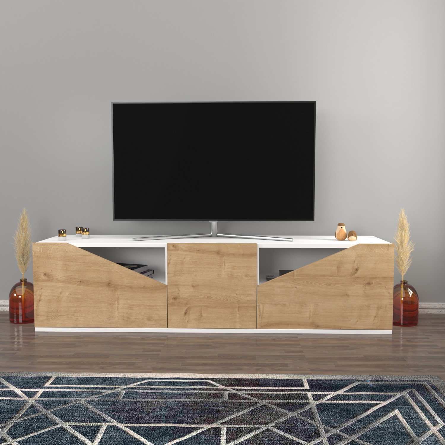 Carson Modern Tv Unit - White Sapphire Oak