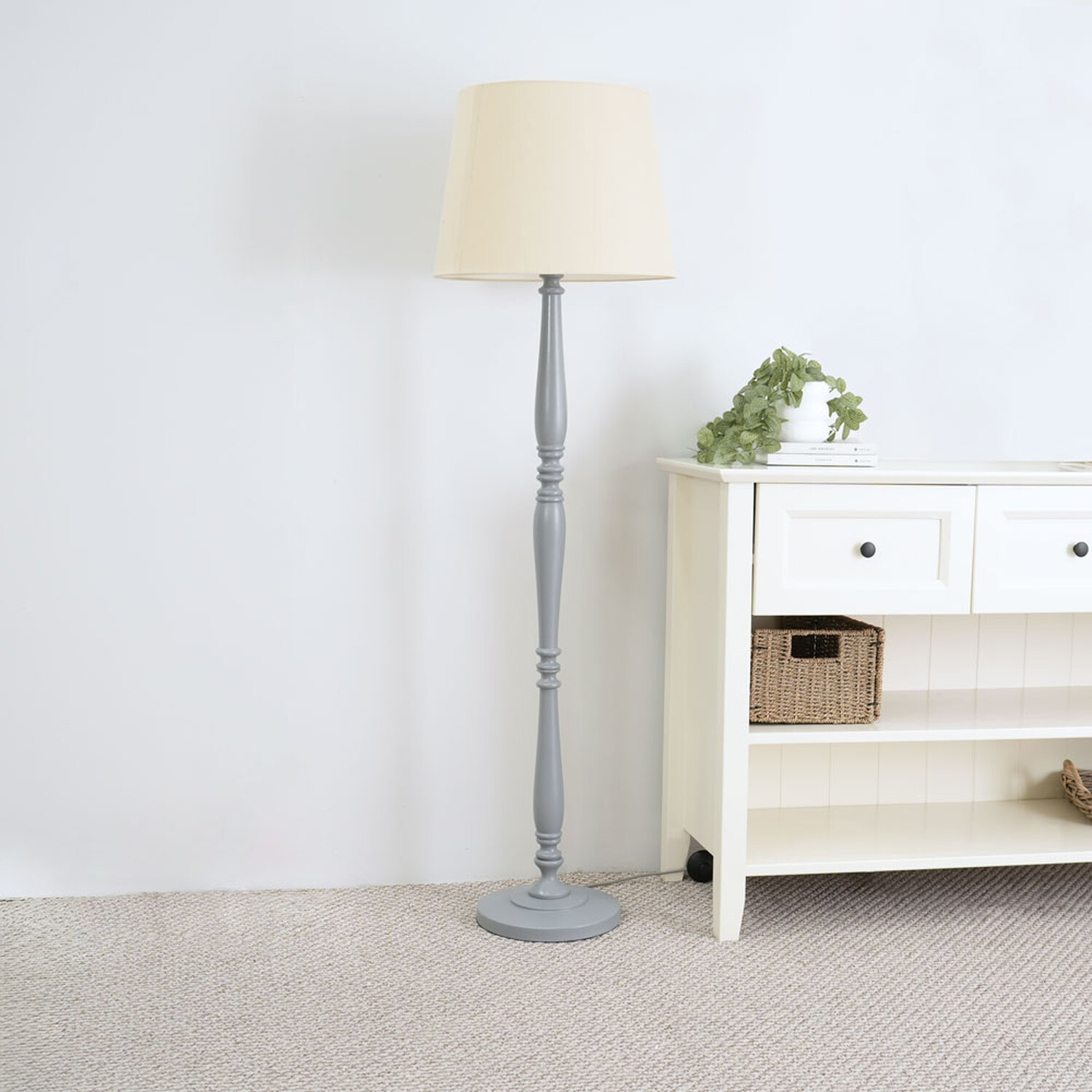 Image of Victoria Grey Wood Floor Lamp Tapered&hellip;