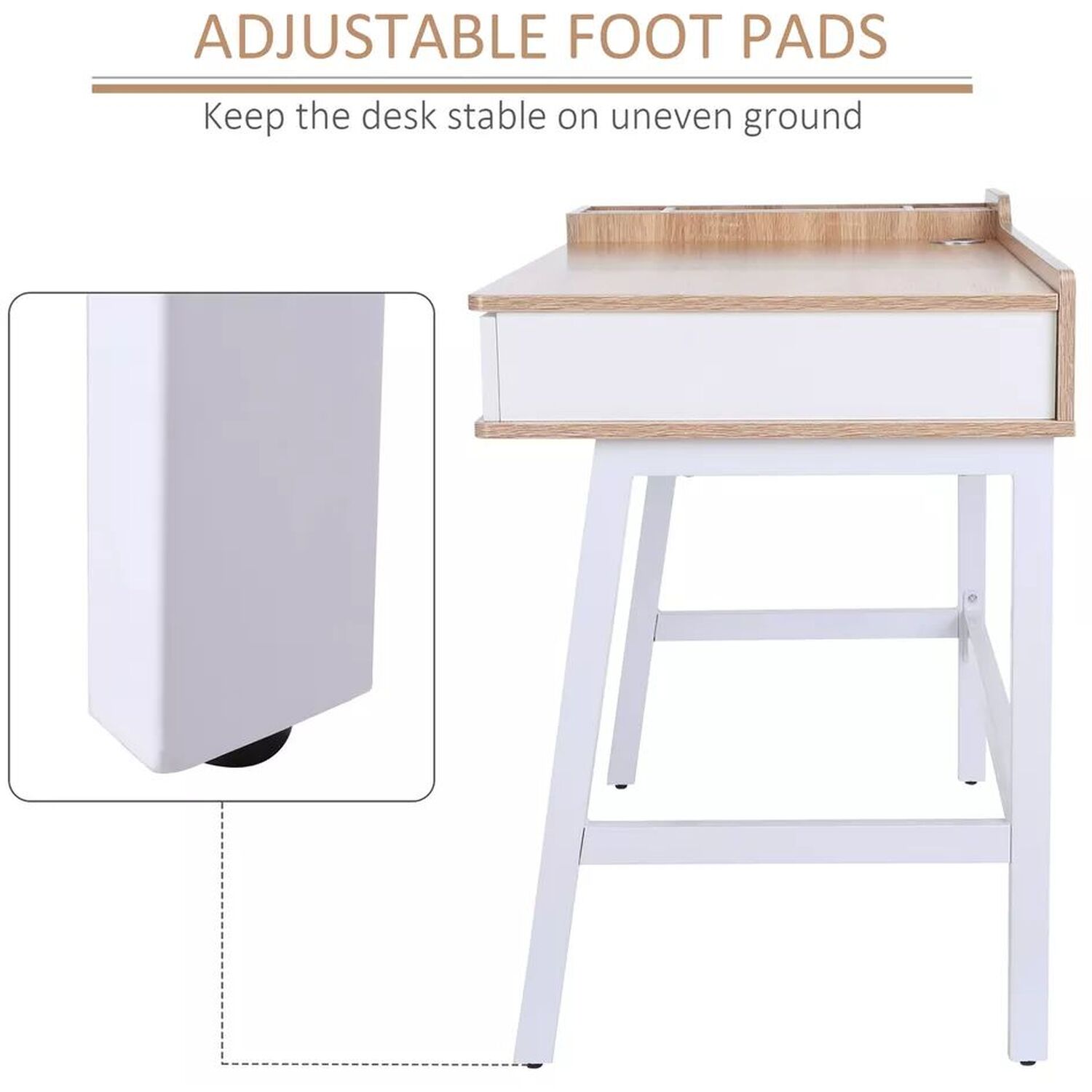 Home Office Desk With Storage - Natural And White