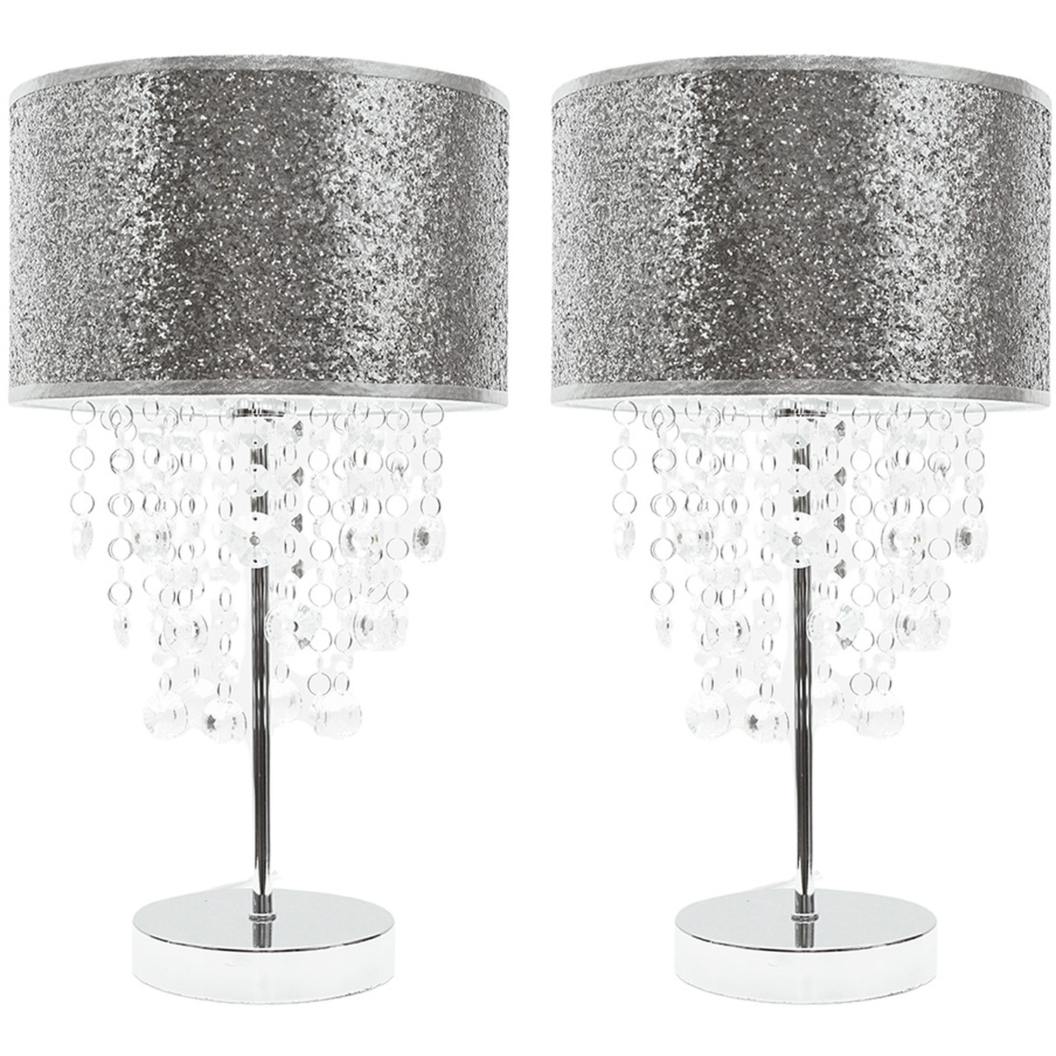 Bonita Pair Silver Glitter Table Lamp - Silver / Bulbs Included