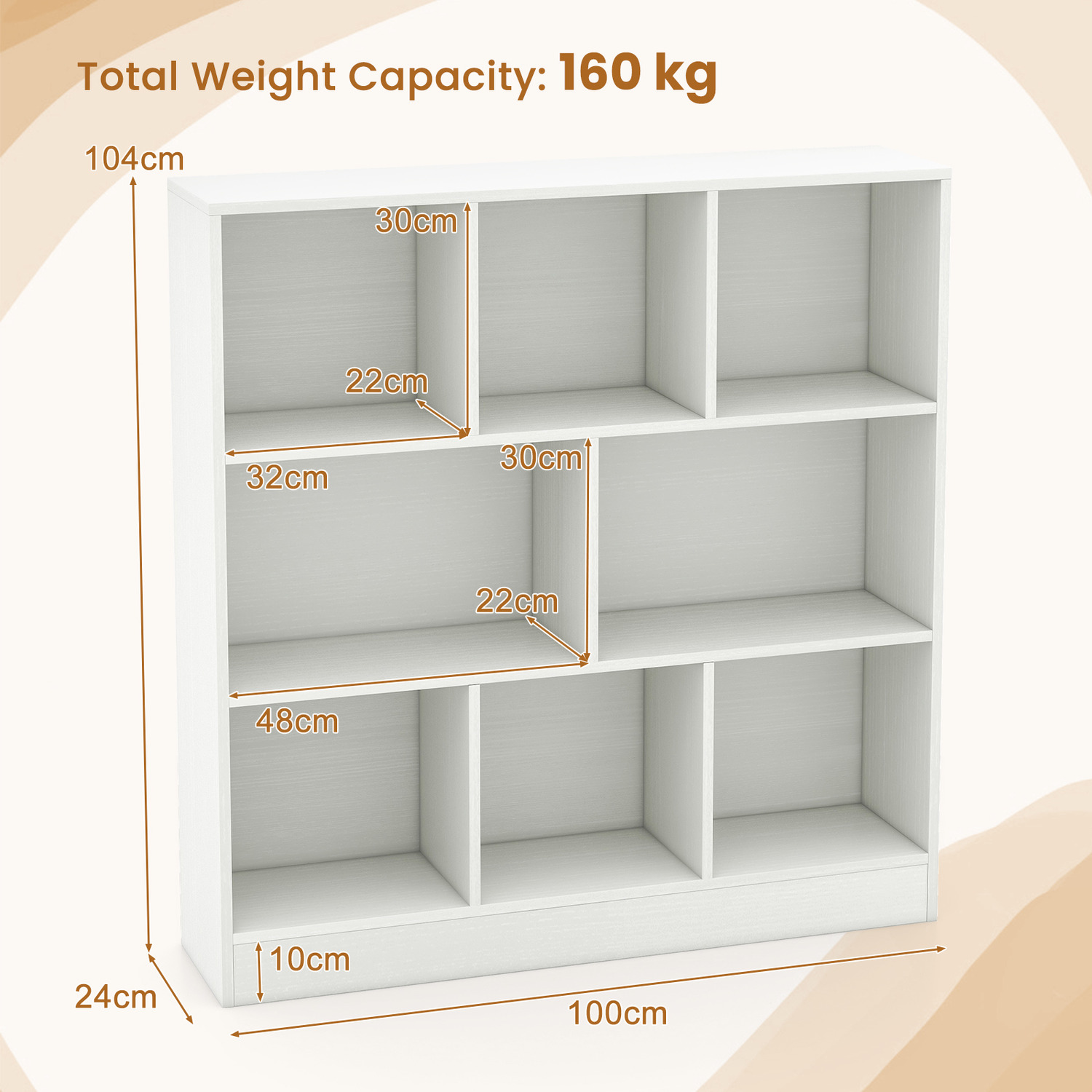 8-Cube Bookshelf Storage Organizer